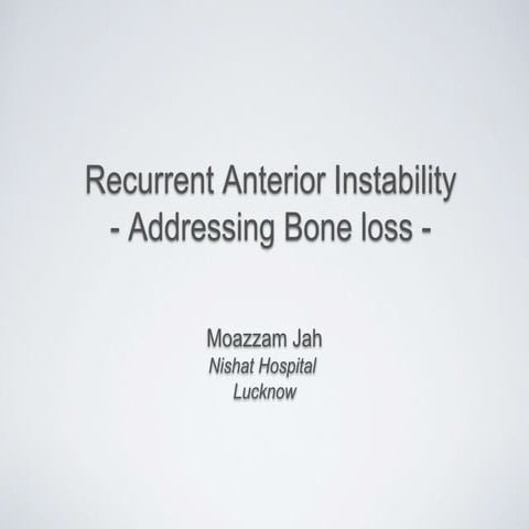 Recurrent  Anterior instability of Shoulder with bone loss