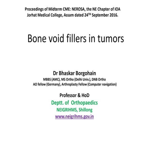 Bone substitutes and void fillers in managing Cystic bone tumors and tumor li...