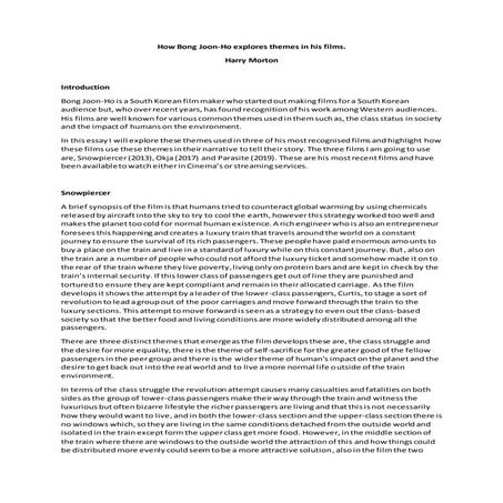 Bong Joon-Ho Essay