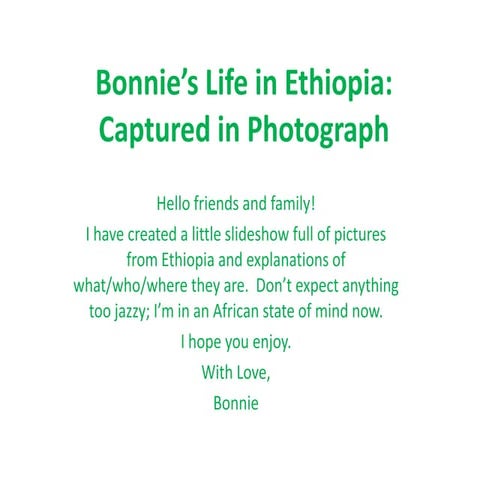 Bonnie’S Life In Ethiopia