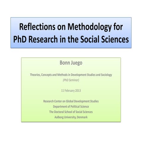 Bonn Juego (2013) Reflections on Methodology for PhD Research in the Social S...