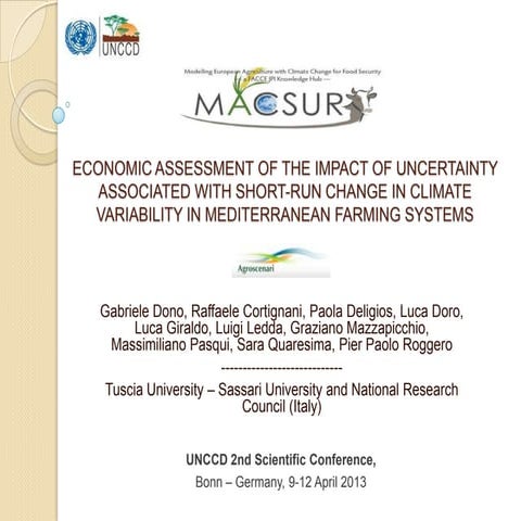Gabriele DONO "Economic assessment of the impact of uncertainty associated wi...