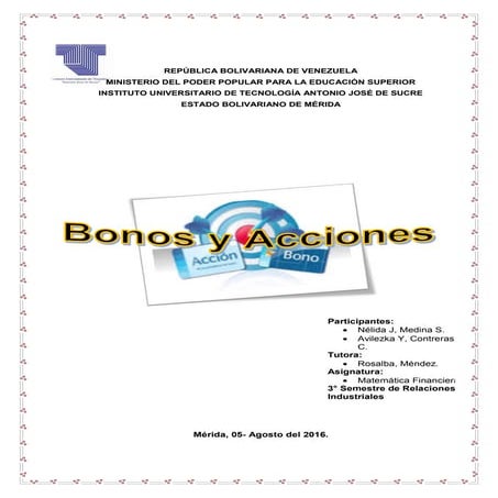 Bonos y acciones nelida medina y avilezca contreras