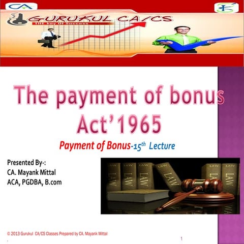 The payment of Bonus Act- For CA-IPCC | PPT