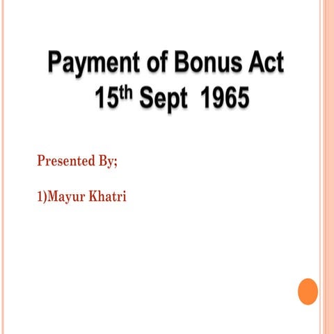 Payment of Bonus Act 1965
