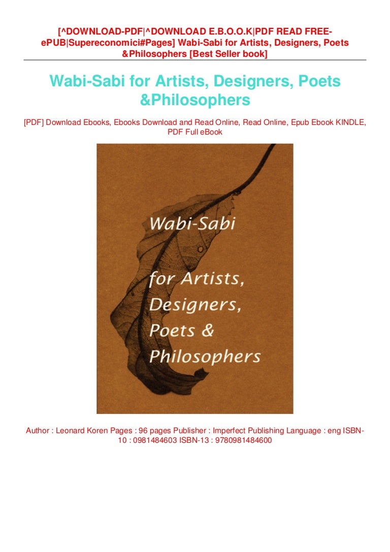 Book Pdf Epub Wabi Sabi For Artists Designers Poets Philosophers