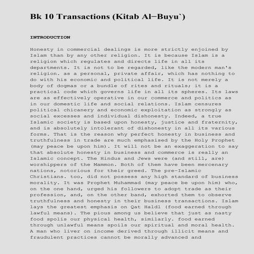 Book 10 transactions (kitab al−buyu`)