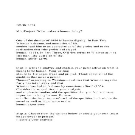 BOOK 1984 MiniProject What makes a human beingOne .docx