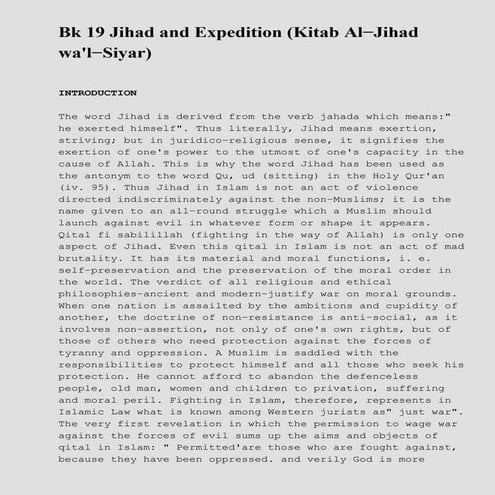 Book 19 jihad and expedition (kitab al−jihad wal siyar)