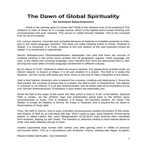 The Dawn of Global Spirituality