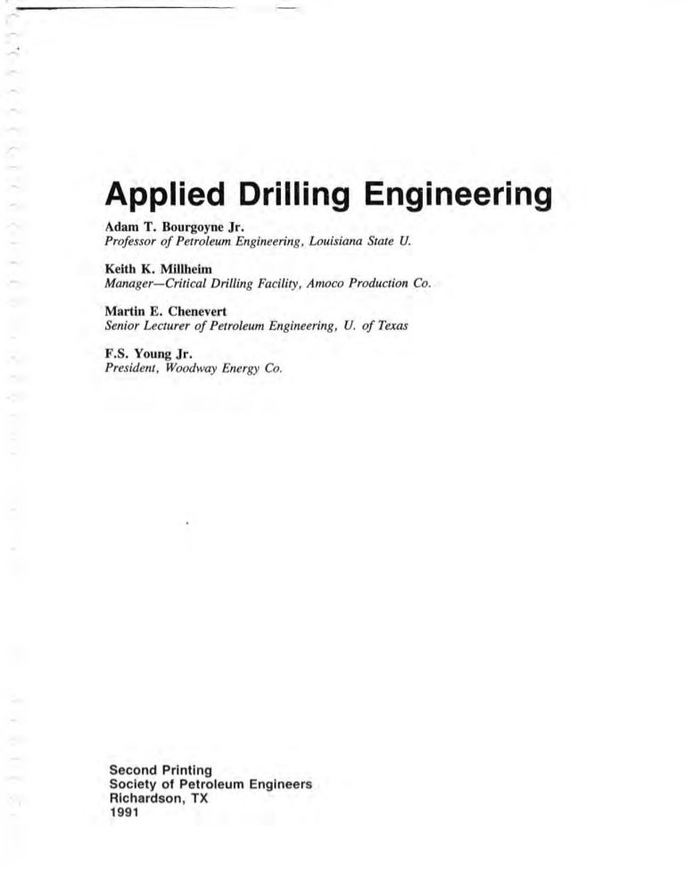 Book applied drilling engineering