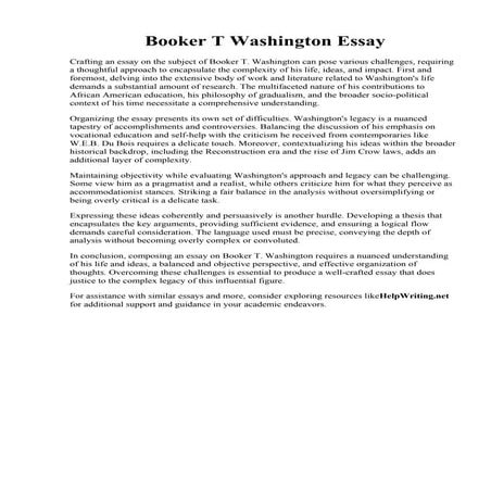 Booker T Washington Essay