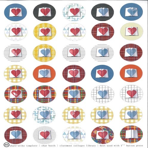 Book Heart Button Template: With Hearts