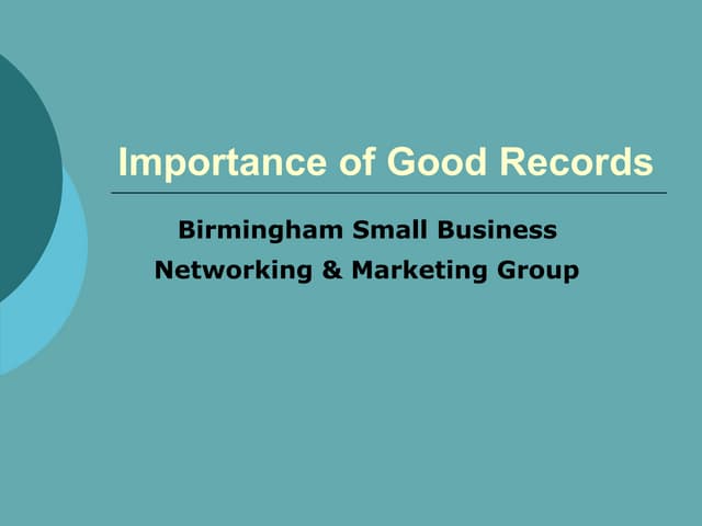 Bookkeeping Presentation