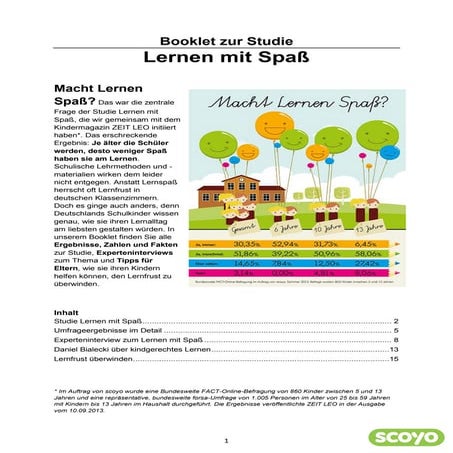Booklet zur Studie Lernen mit Spaß 