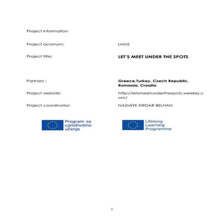 Leaflet of the Comenius Project - Croatia