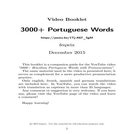 3000+ Brazilian Portuguese Words | PDF