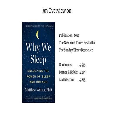 An Overview of the Book "Why We Sleep" by Matthew Walker