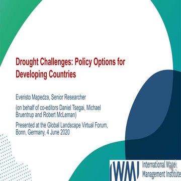 Drought Challenges: Policy Options for Developing Countries