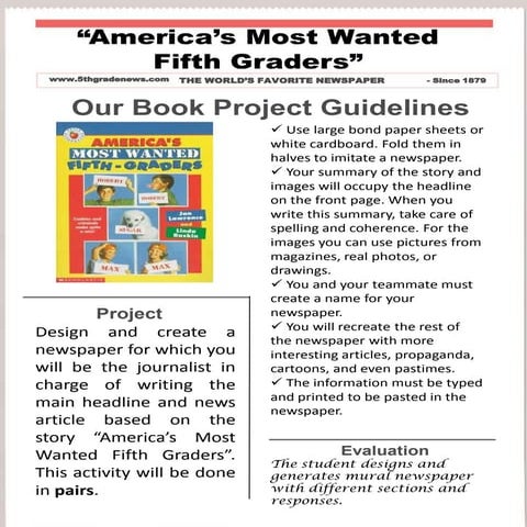 Book project americas most  wanted 5th grader