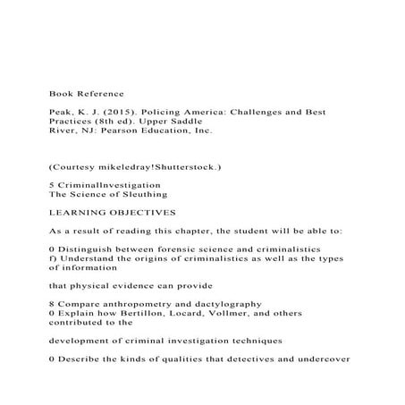 Book Reference Peak, K. J. (2015). Policing America C.docx