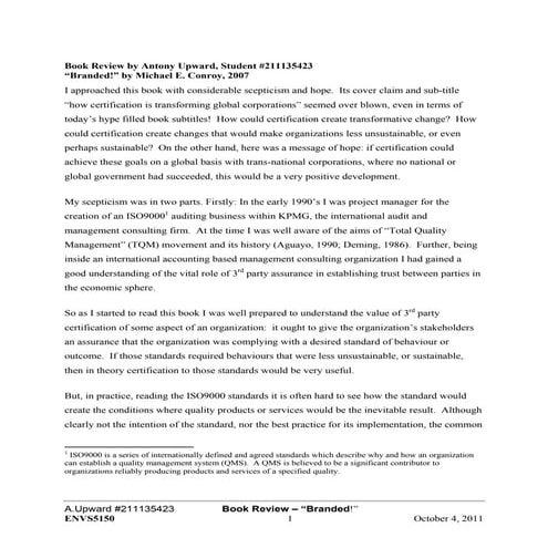 Book Review: Branded by Michael E. Conroy, 2007