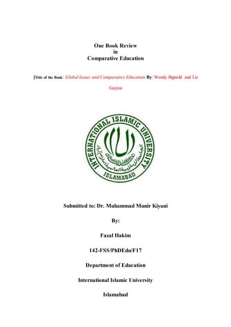Global Issues in Comparative Education -Book review -  by Fazal
