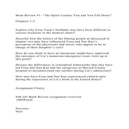 Book Review #1- The Spirit Catches You and You Fall Down”Chapte.docx