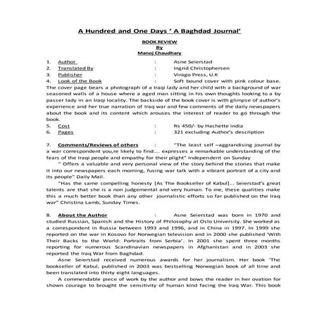 Book review one hundred and one days