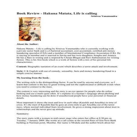 Book review Hakuna Matata