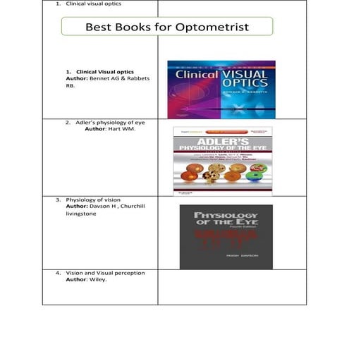 Best book for Optometry's students 