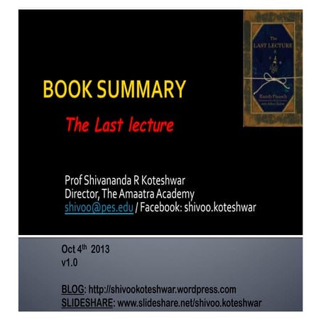 Book Summary - The Last Lecture