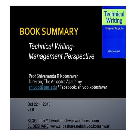 Book Summary - Technical Writing, Management Perspective