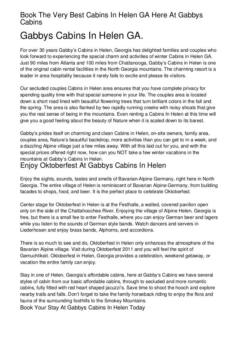 Book The Very Best Cabins In Helen Ga Here At Gabbys Cabins