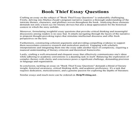 Book Thief Essay Questions