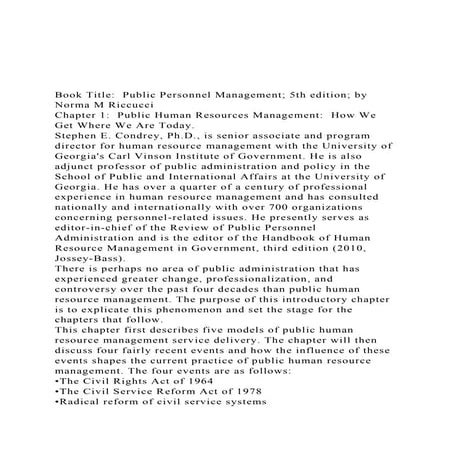 Book Title Public Personnel Management; 5th edition; by No.docx
