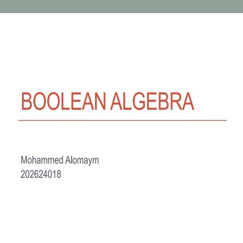 Boolean algebra | PPT