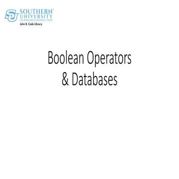 Boolean operators and databases | PPTX