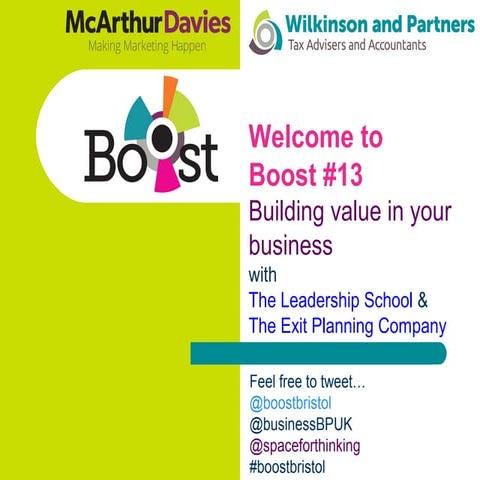 Boost#13 Building Value in your business