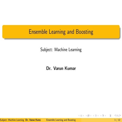 Ensemble Learning and Boosting