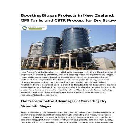 Boosting Biogas Projects in New Zealand-GFS Tanks and CSTR Process for ...