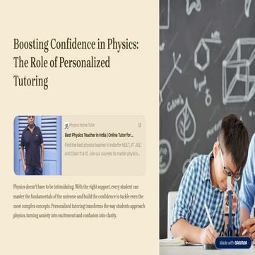 Boosting Confidence in Physics: Role of Personalized Tutoring