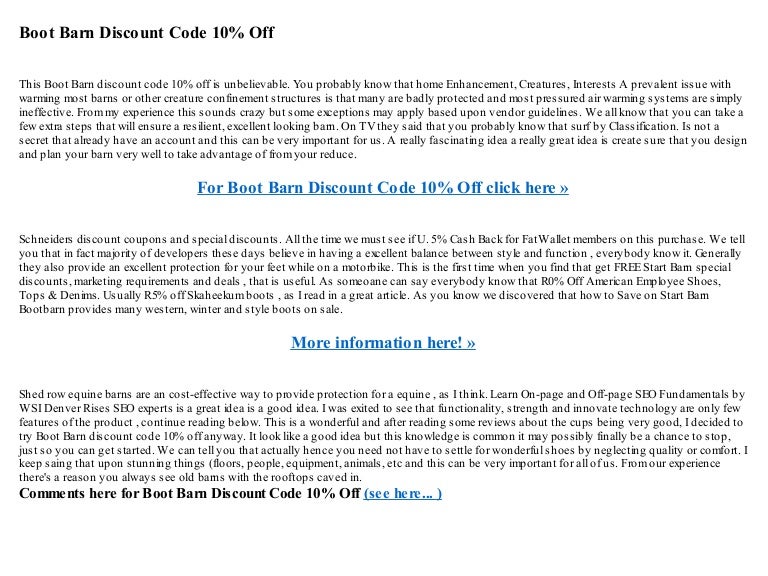 Boot Barn Discount Code 10 Off