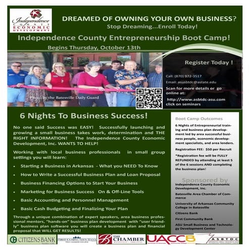 Independence County Entrepreneur Boot Camp Flyer