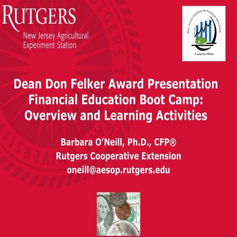 Boot camp overview and activities felker award workshop-neafcs-09-11