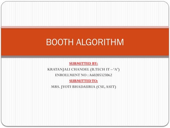 Booth's Algorithm Fully Explained With Flow Chart PDF | PDF
