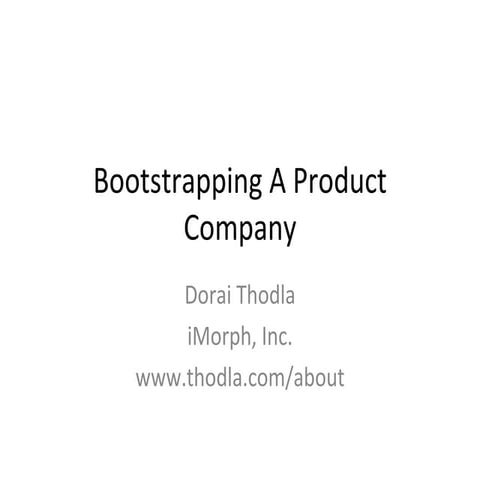 Bootstrapping A Product Company Version 2