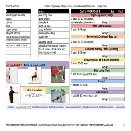 Bootyful Beginnings - Strong Curves Spreadsheets _ LiftVault.com ...