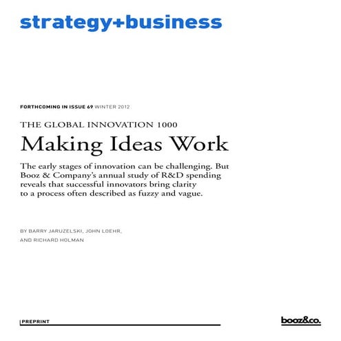 The 2012 Global Innovation 1000 Study