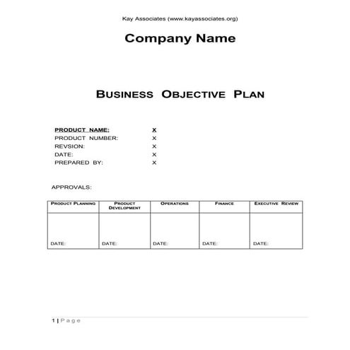 Business Objective Plan